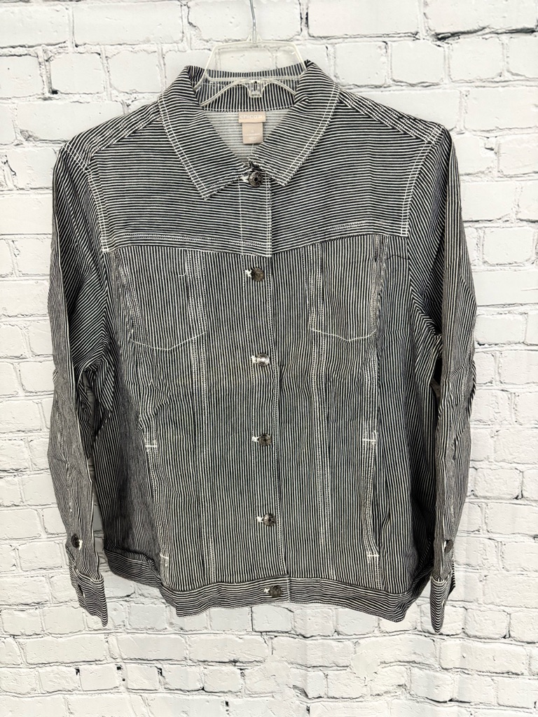 *New* Chico’s Women’s Striped Black & White Stretch Denim - Size 4 - Us 20/22